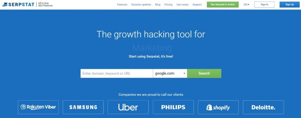 Serpstat Homepage