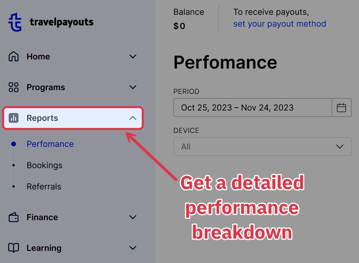 travelpayouts detailed performance