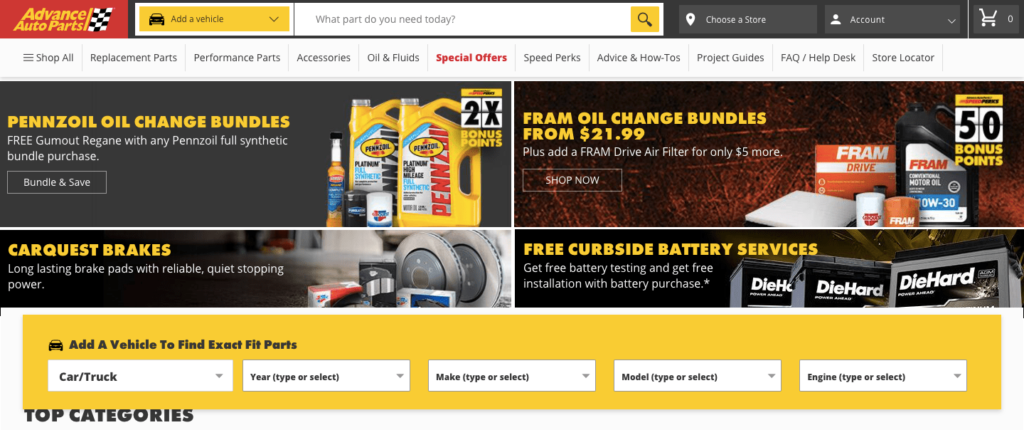 Advanced Auto Parts Homepage