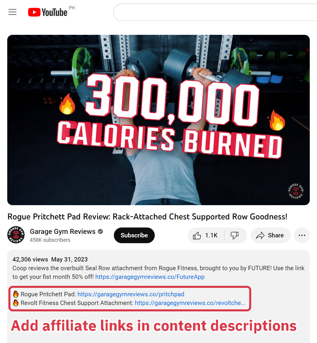 Affiliate links in descriptions