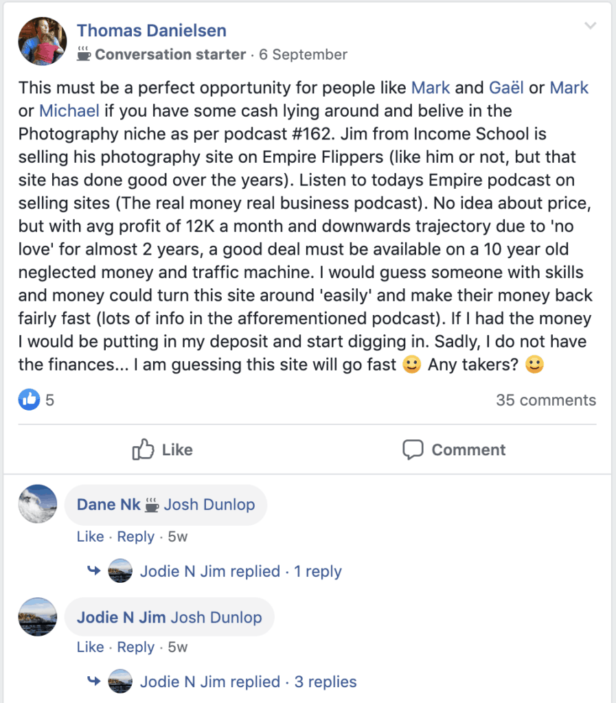AH Pro Comment On Selling Photograpy Site