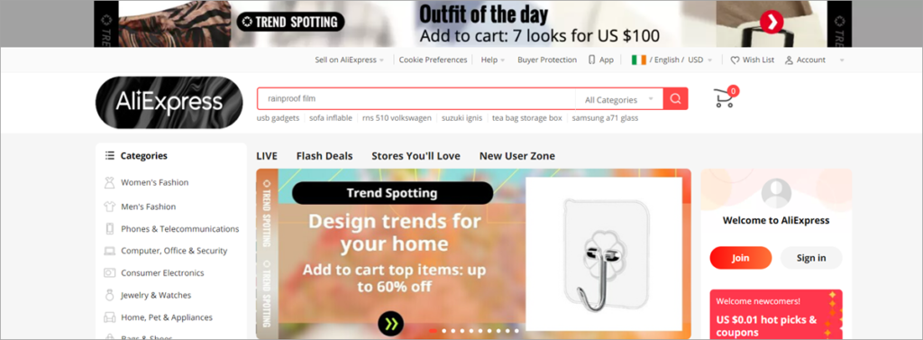 Aliexpress Homepage