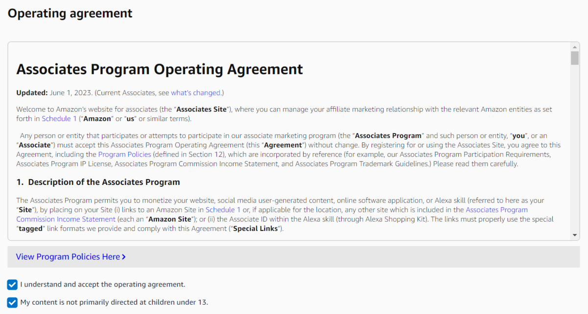 Amazon Influencers operating agreement