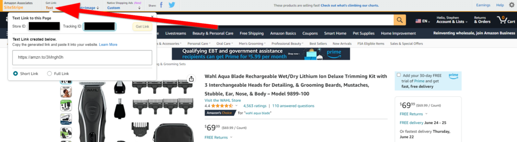 amazon stripe link
