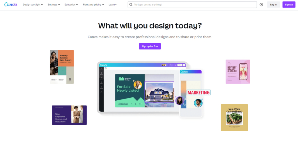 canva homepage