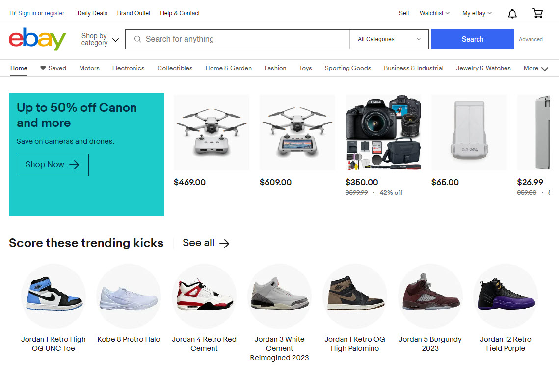 eBay homepage