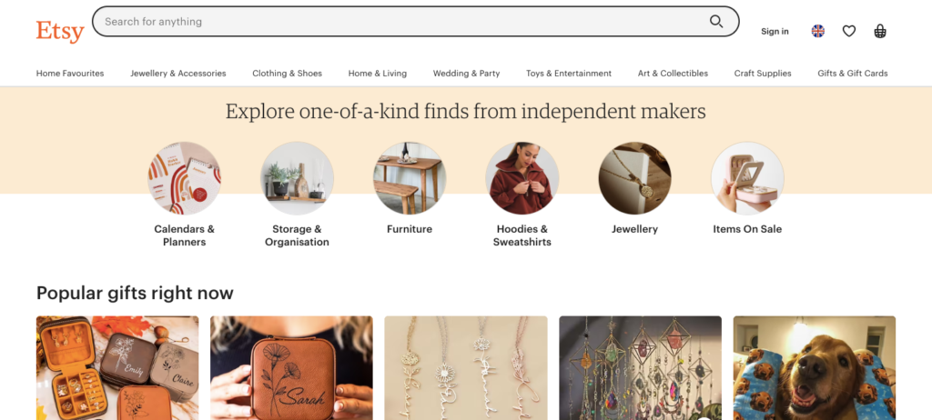etsy uk homepage