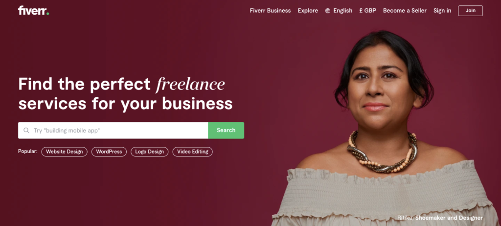fiverr homepage