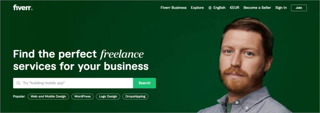 Fiverr Homepage Screenshot