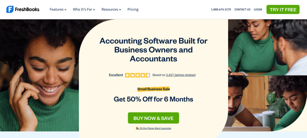 Freshbooks Homepage