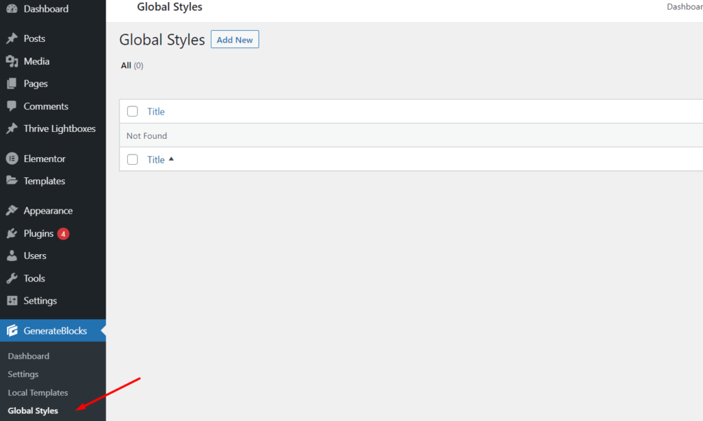 Generateblocks Global Styles