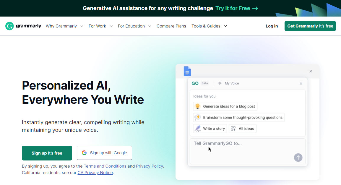 Grammarly website
