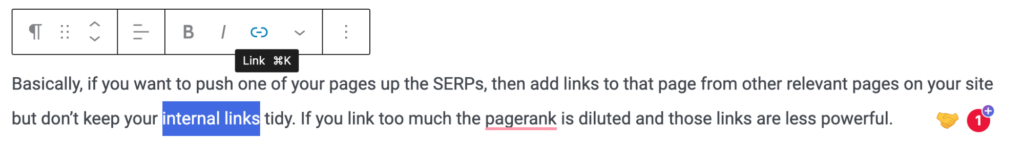 Gutenberg Link Creation