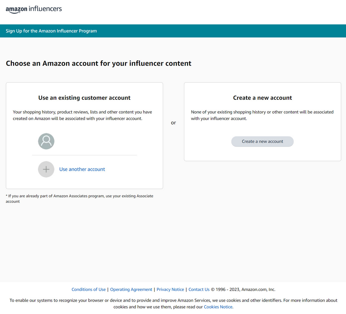 Influencer Content Amazon account
