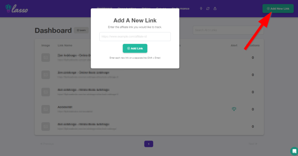 lasso affiliate link adding