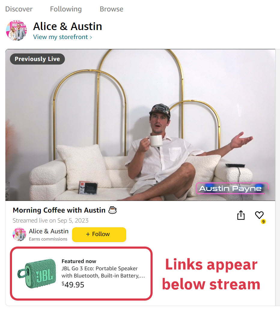 Links in Live description