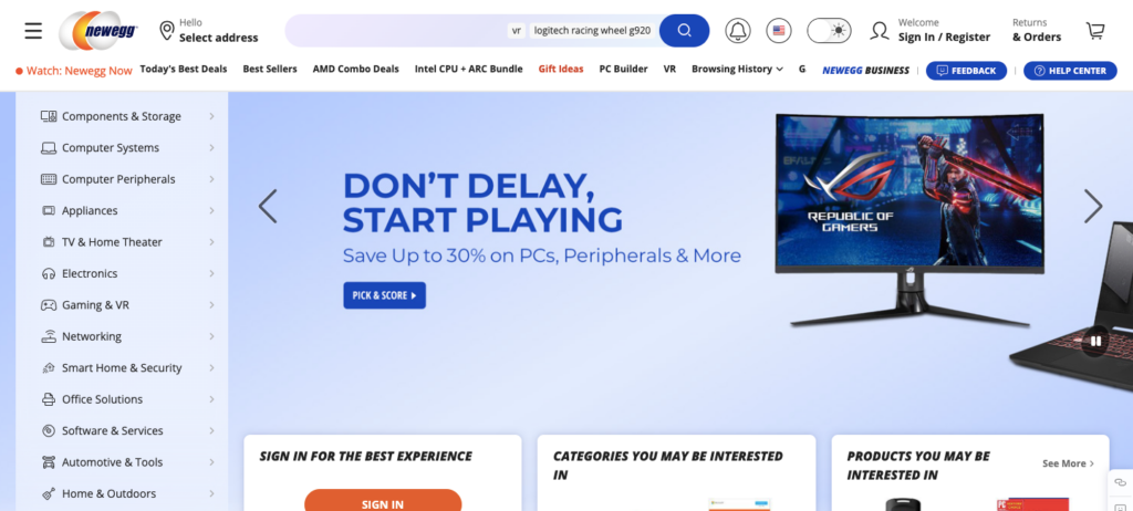 newegg homepage