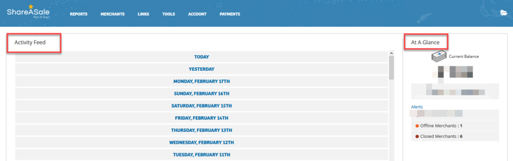 Shareasale Activity Feed