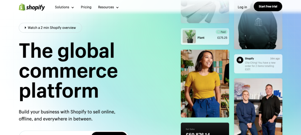 shopify homepage