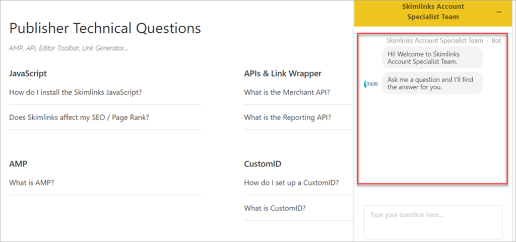 Skimlinks Support Chat