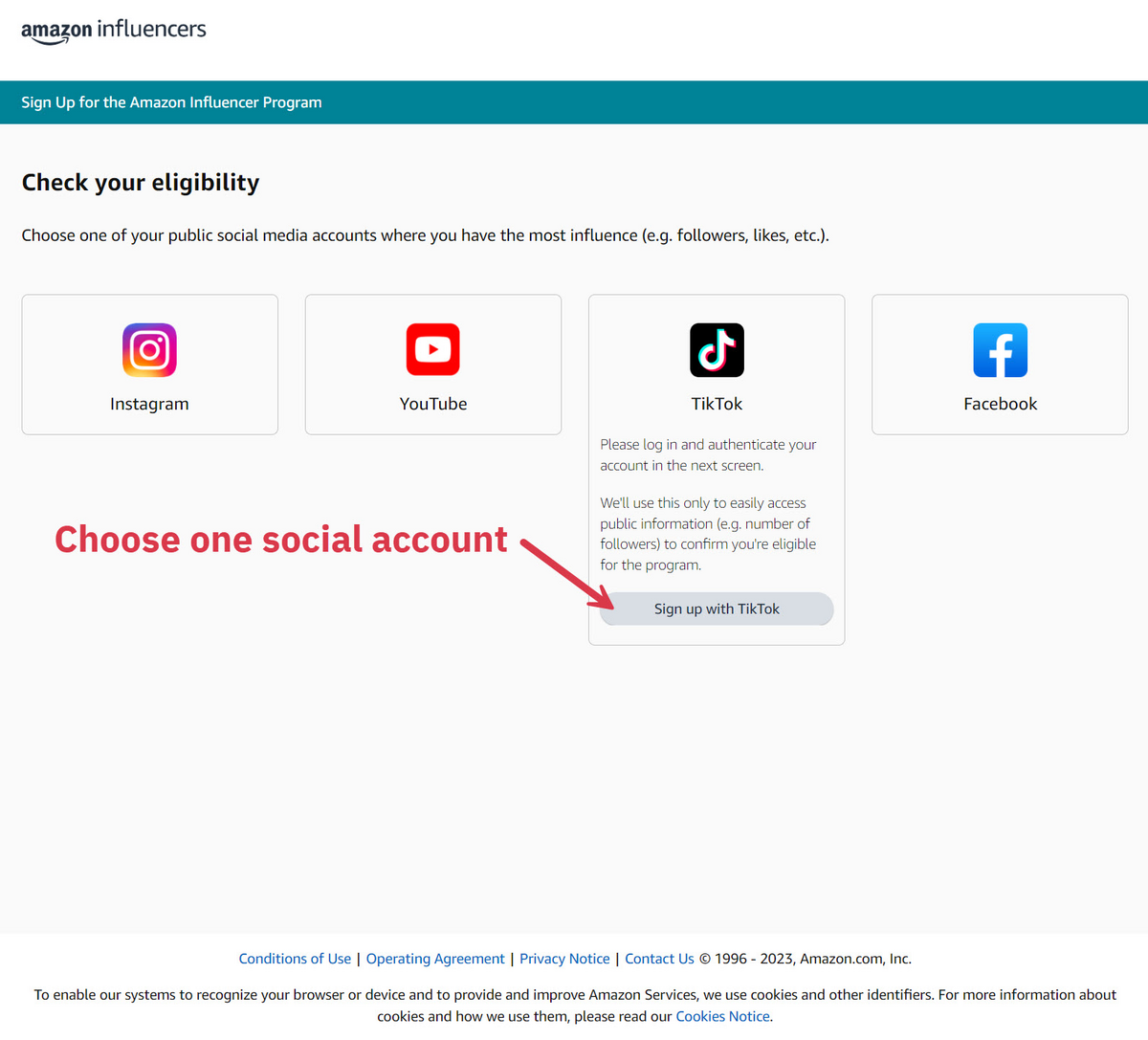 amazon influencer program social account sign up