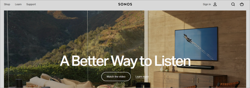 Sonos Homepage Screenshot