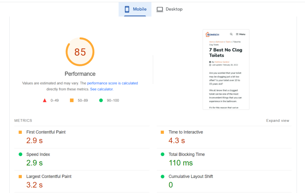 Test Site Benchmark