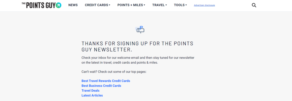 the pointsguy thank you page