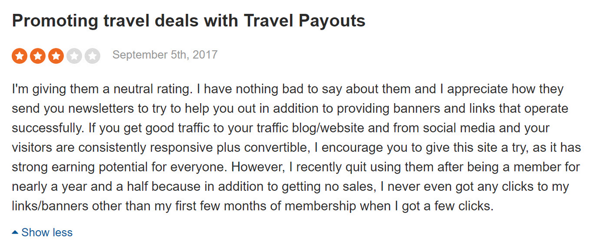 Travelpayouts neutral rating