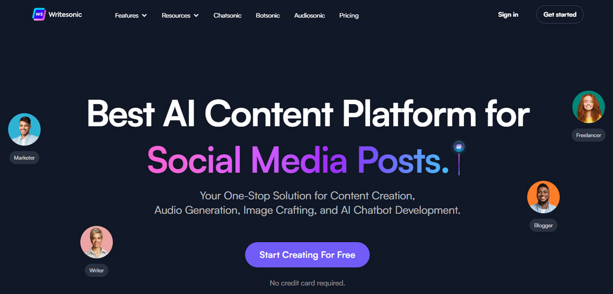 Writesonic website